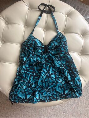 Target Women Swim Tankini Top in Teal and Black